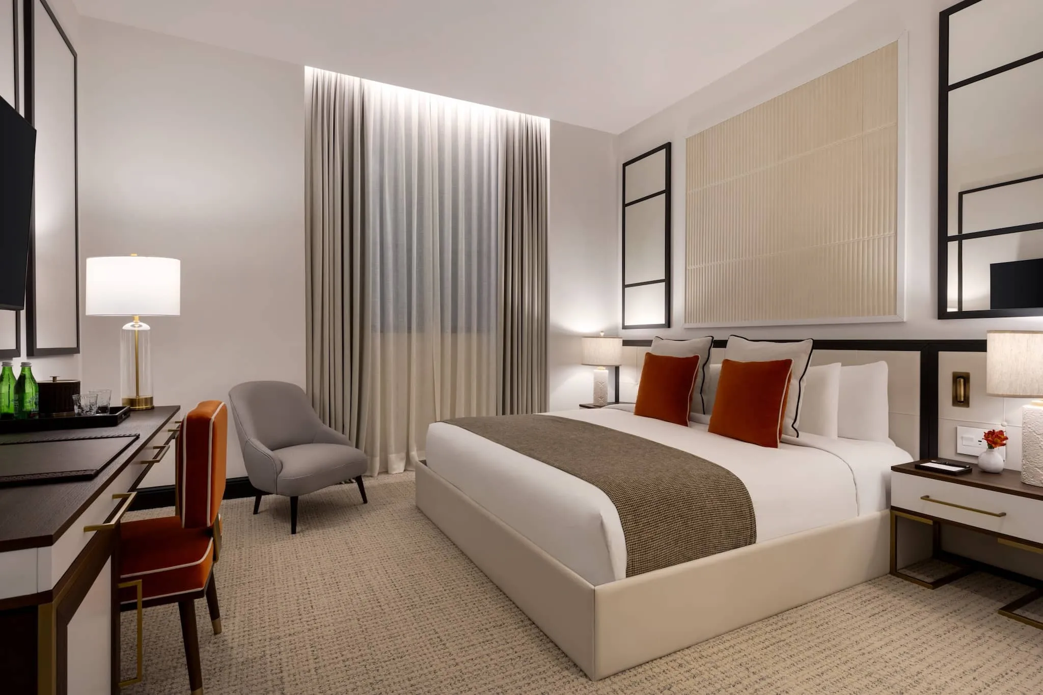 The King Deluxe Mobility/Hearing Accessible with Roll-In Shower provides curated amenities, perfect for your stay