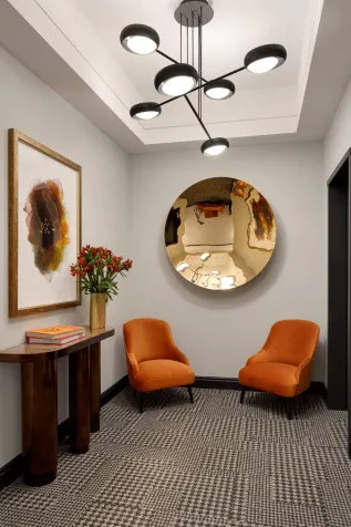 The Chemists' Club Hotel features modern design elements and sophisticated Manhattan ambiance