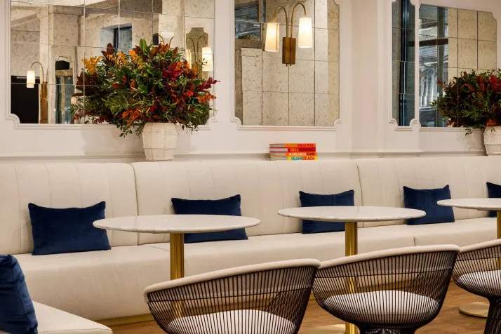 The Chemists' Club NYC features a co-working space in the lobby, allowing for networking among business travelers